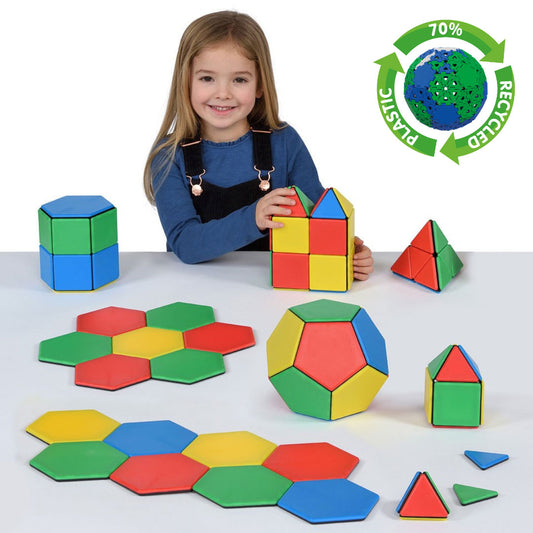 Solid Magnetic Polydron Essential Shapes Set - 104-Piece Kit
