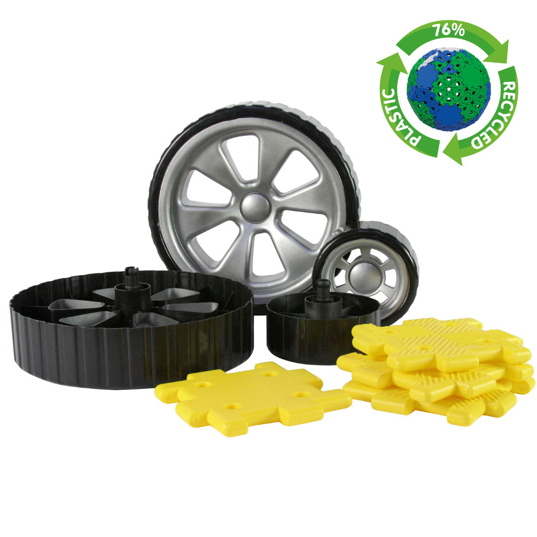 Giant Polydron Add-On Wheels Set Recycled Plastic -- Extend Your Giant Polydron Vehicle Builds