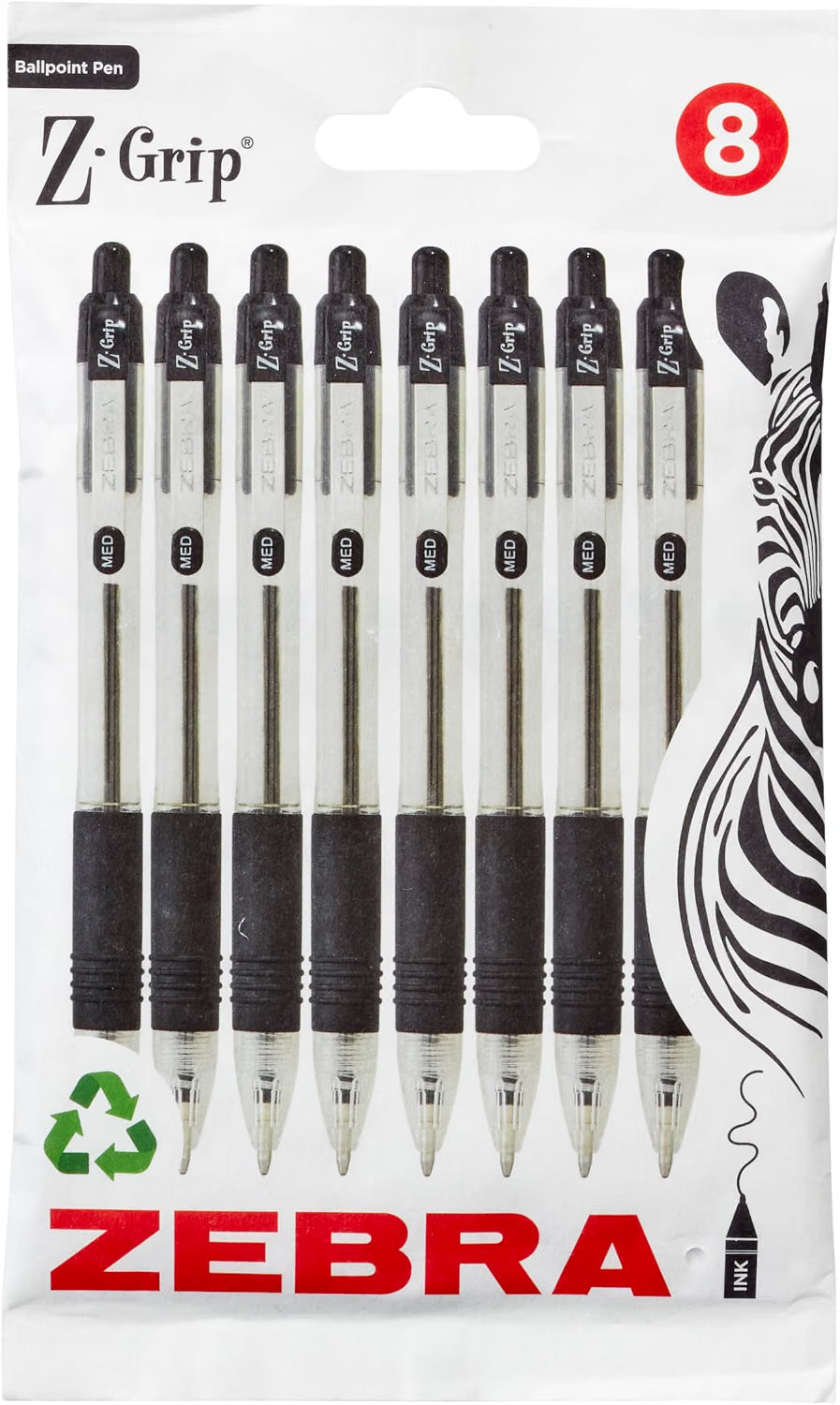 Zebra Pen Z-Grip Retractable Ballpoint Pen - Pack of 8