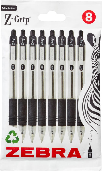 Zebra Pen Z-Grip Retractable Ballpoint Pen - Pack of 8
