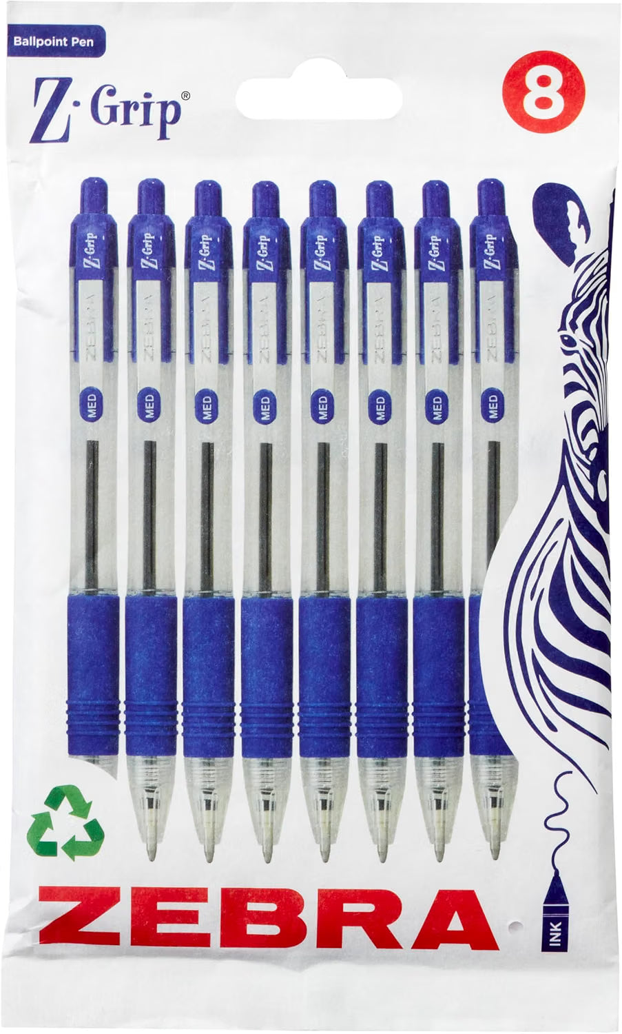 Zebra Pen Z-Grip Retractable Ballpoint Pen - Pack of 8