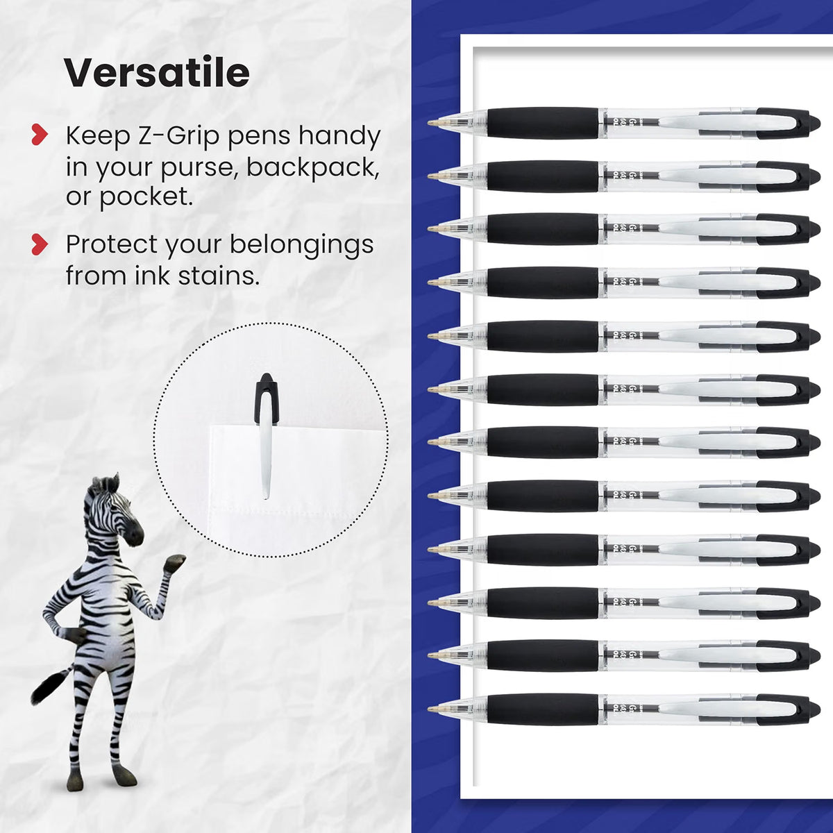 Zebra Z-Grip MAX Ballpoint Pens - Pack of 12
