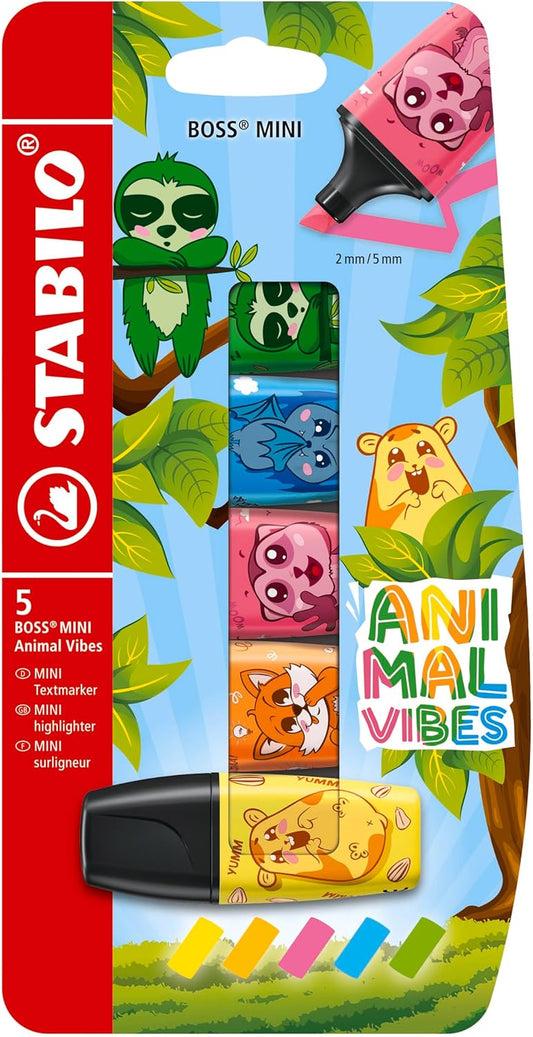 Stabilo Boss Mini Animal Vibes Highlighters (5 Pack) – Fun Learning Support for All Ages