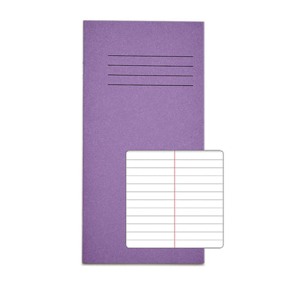 RHINO 8 x 4" Exercise Book Purple Cover - 8mm Lined + Centre Margin | 32pg/10pk