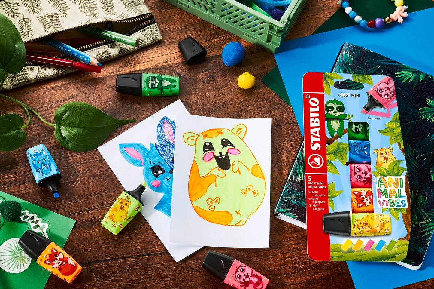 Stabilo Boss Mini Animal Vibes Highlighters (5 Pack) – Fun Learning Support for All Ages
