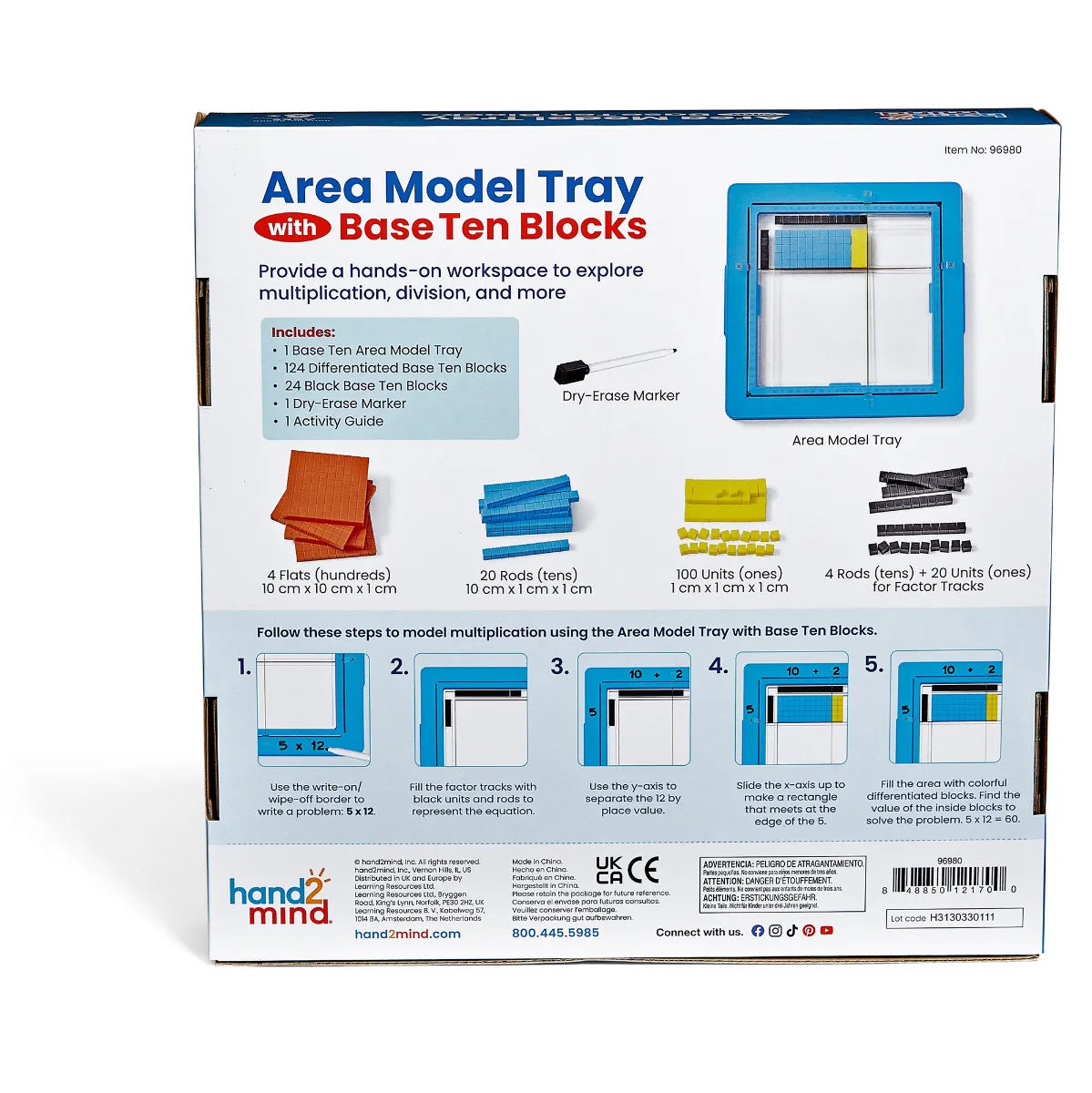 Area Model Tray with Base Ten Blocks