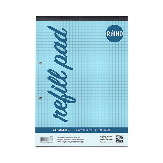 RHINO A4 Tinted Refill Pad - 7mm Squared - Pack Of 6 | 100pg