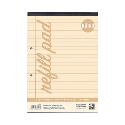 RHINO A4 Tinted Refill Pad - 8mm Lined + Margin - Pack Of 6 | 100pg