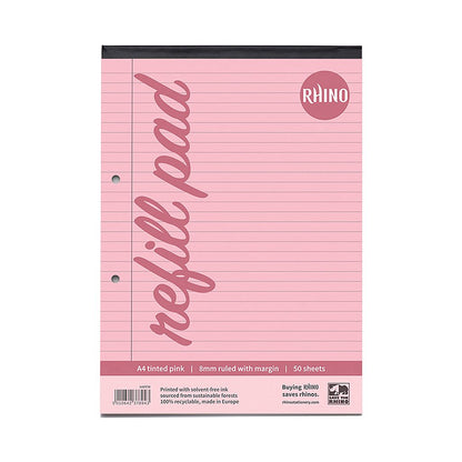 RHINO A4 Tinted Refill Pad - 8mm Lined + Margin - Pack Of 6 | 100pg
