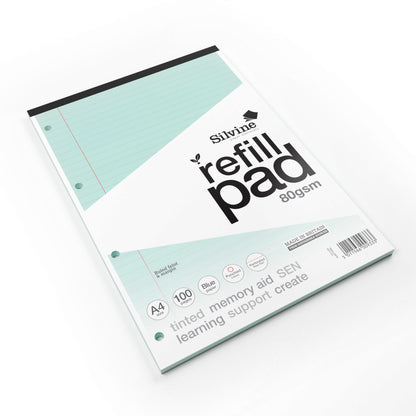 Silvine A4 Tinted Paper Dyslexia Refill Pad - Lined with Margin