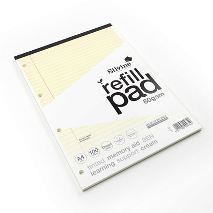 Silvine A4 Tinted Paper Dyslexia Refill Pad - Lined with Margin