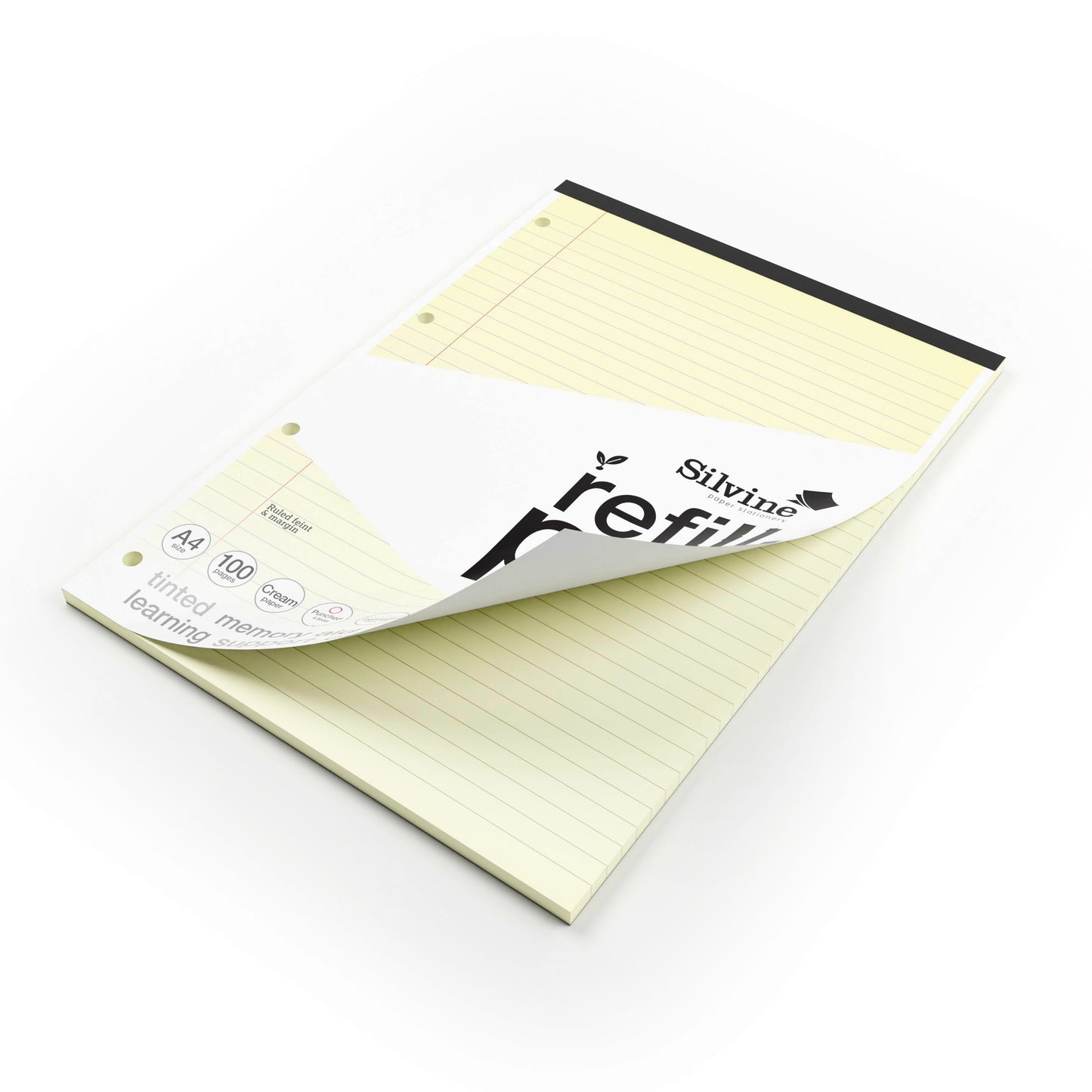 Silvine A4 Tinted Paper Dyslexia Refill Pad - Lined with Margin