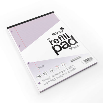 Silvine A4 Tinted Paper Dyslexia Refill Pad - Lined with Margin