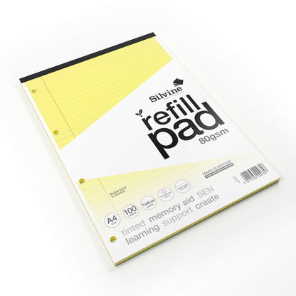 Silvine A4 Tinted Paper Dyslexia Refill Pad - Lined with Margin