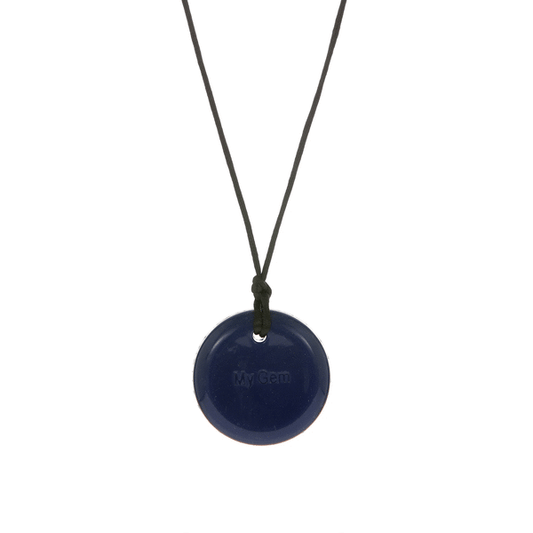 Button Sensory Chew Pendant  -  Navy | The Dyslexia Shop