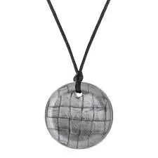 Button Sensory Chew Pendant - Silver | The Dyslexia Shop