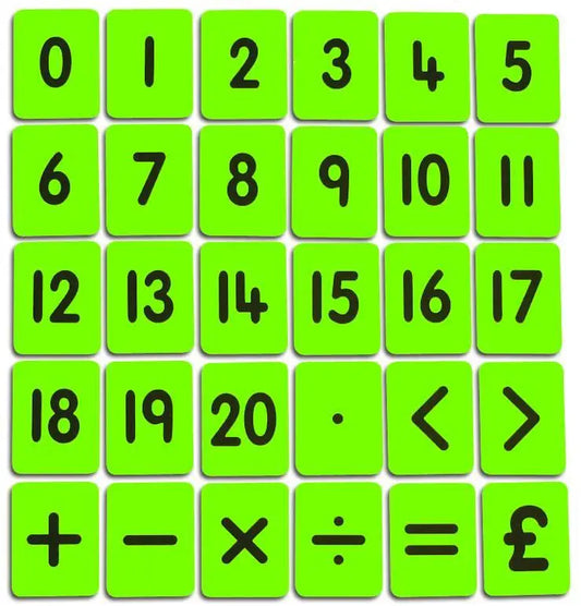 CHILD’S 0-20 NUMBER AND FUNCTIONS CARD SET – GREEN | The Dyslexia Shop