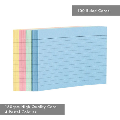 Concord Pastel Revision Cards 5x3" – 100 Ruled Cards for Organised Study | The Dyslexia Shop