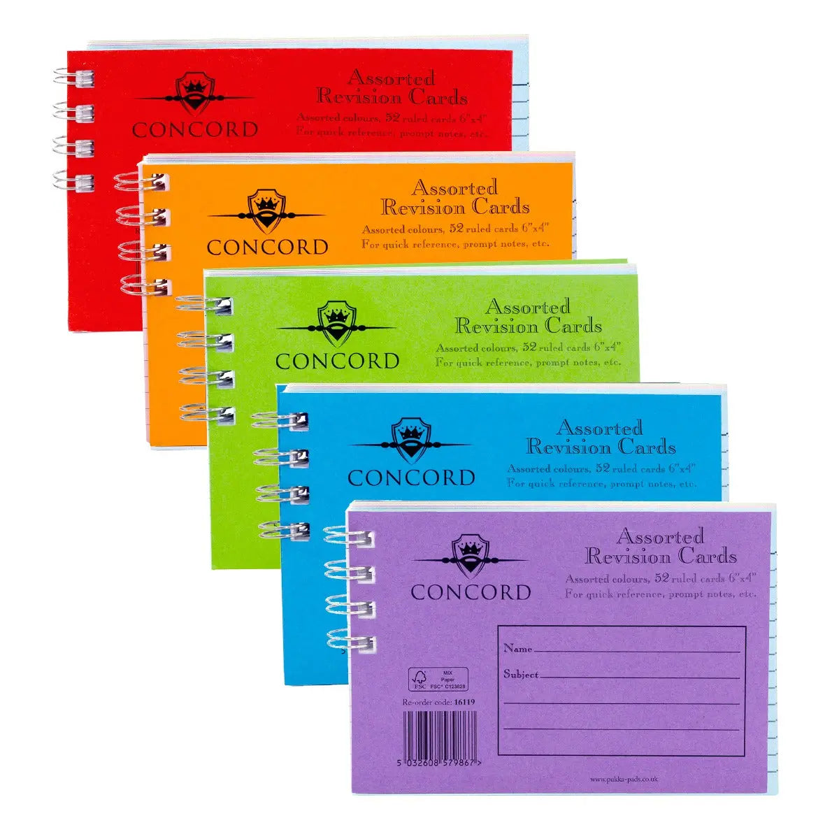 Concord Pastel Wirebound Revision Cards 6x4
