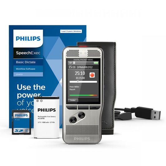 Philips DPM6000 PocketMemo Dictation Recorder with SpeechExec Dictate 11 Software
