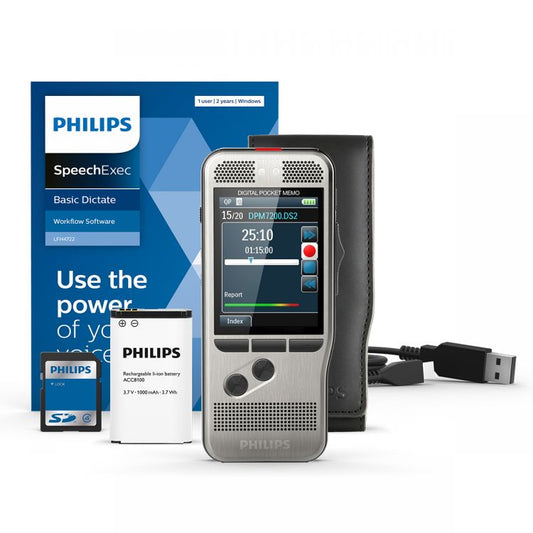 Philips DPM7200 PocketMemo Dictation Recorder with SpeechExec Dictate 11 Software