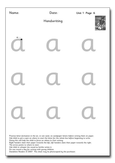 Dandelion Readers Handwriting Pack for Units 1-7 and 16