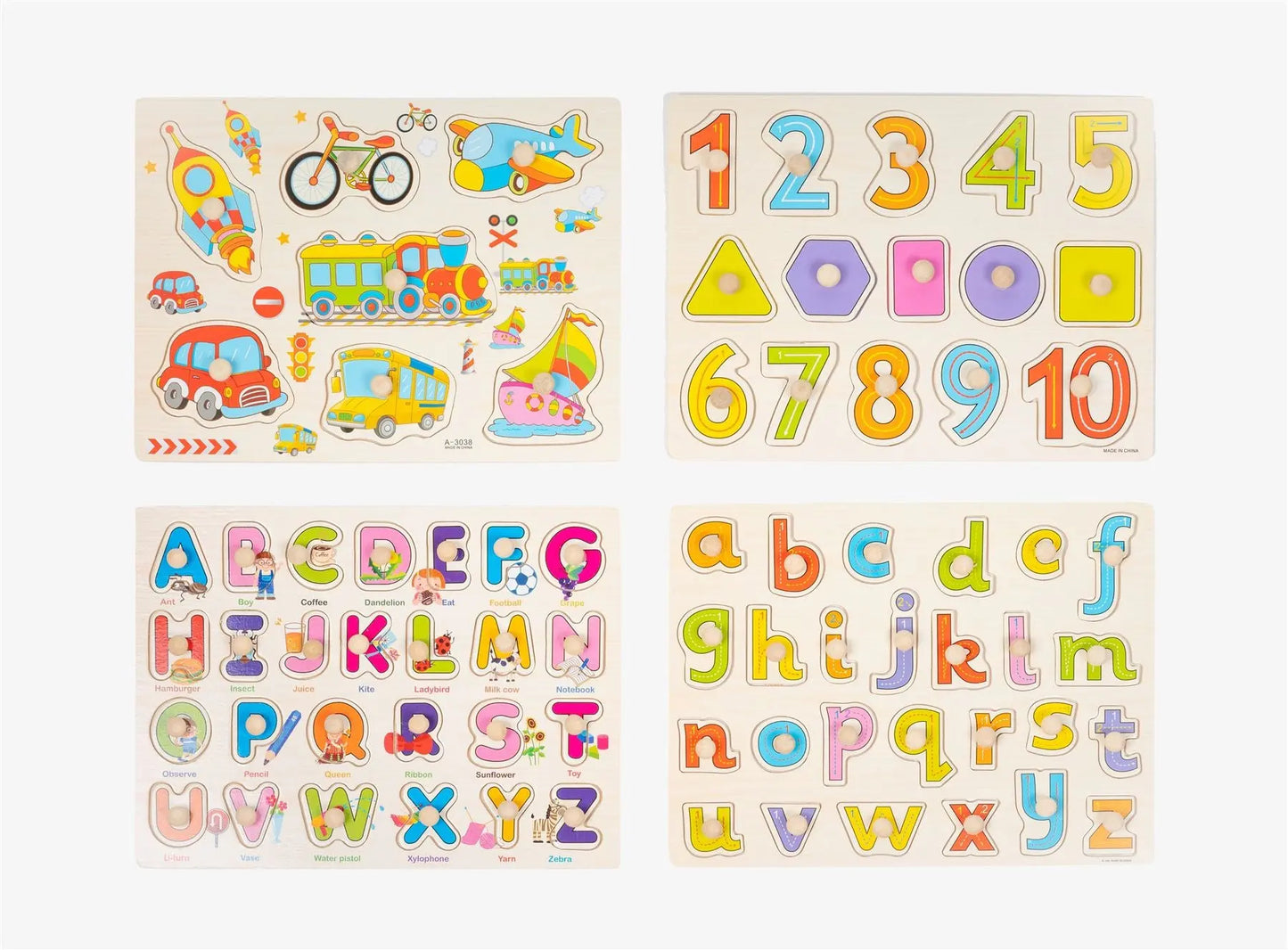 Early Learning Wooden Puzzles Assorted Vehicles, Letters, And Numbers | The Dyslexia Shop