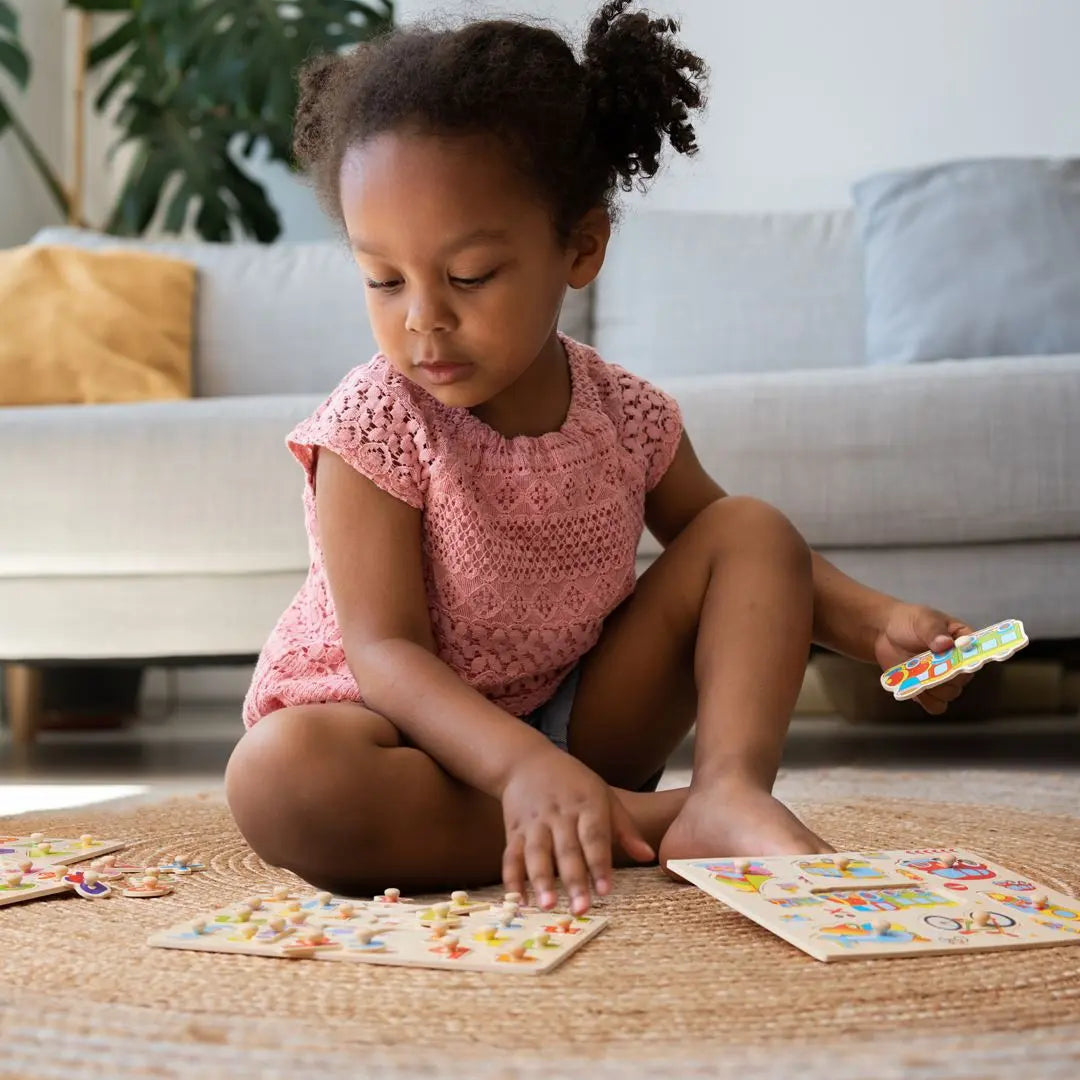 Early Learning Wooden Puzzles Assorted Vehicles, Letters, And Numbers | The Dyslexia Shop
