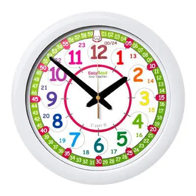 EasyRead 29cm Wall Clocks 12/24 Hour (Rainbow Face) | The Dyslexia Shop