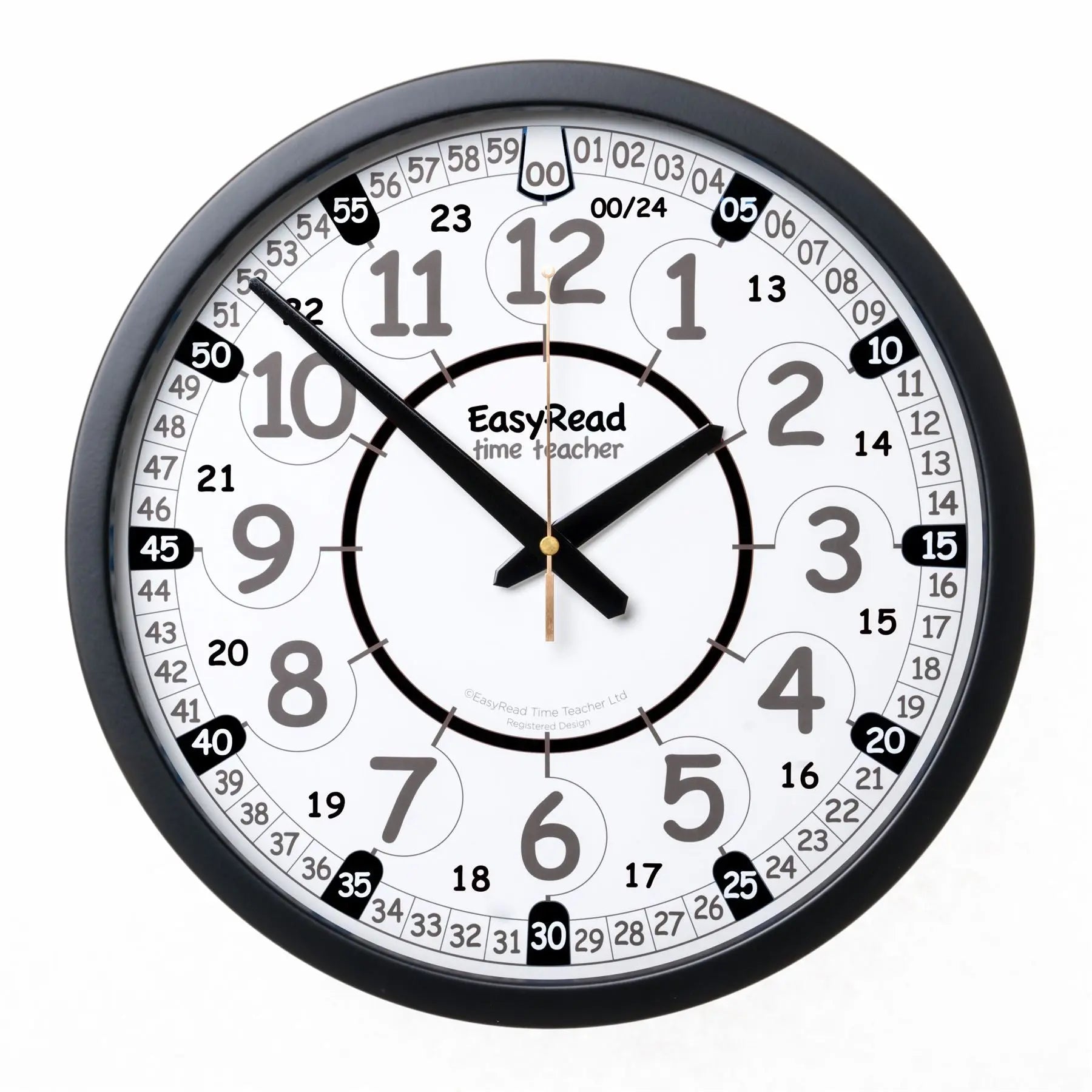 EasyRead Playground Clocks 12/24 Hour (Black & White Face) | The Dyslexia Shop
