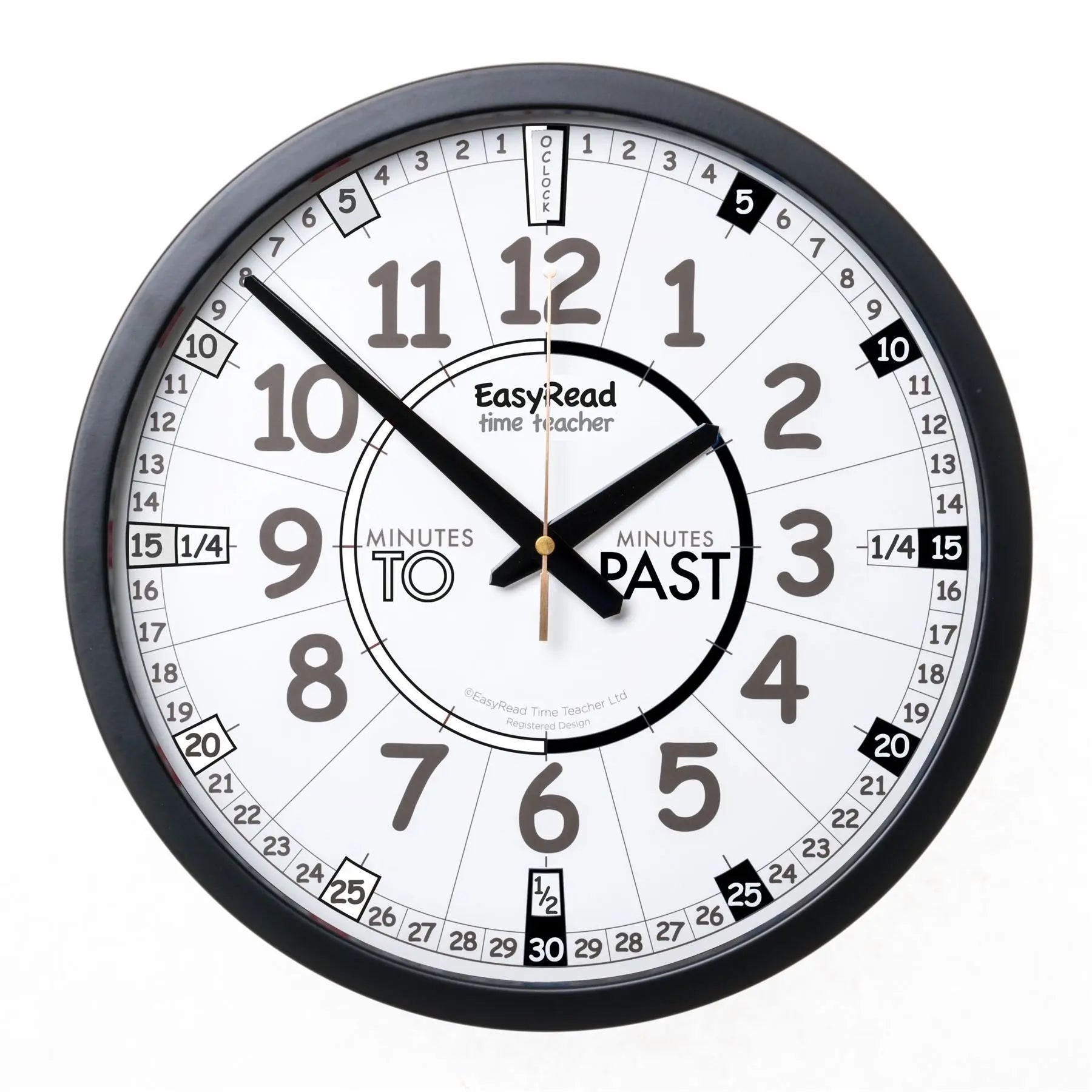 EasyRead Playground Clocks Past & To (Black & White Face) | The Dyslexia Shop