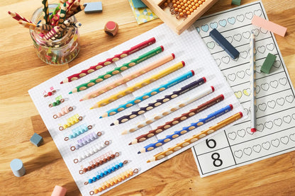 Ergonomic Colouring Pencil - STABILO EASYcolors - Left-Handed - Pack of 24 - Assorted Colours with Sharpener | The Dyslexia Shop