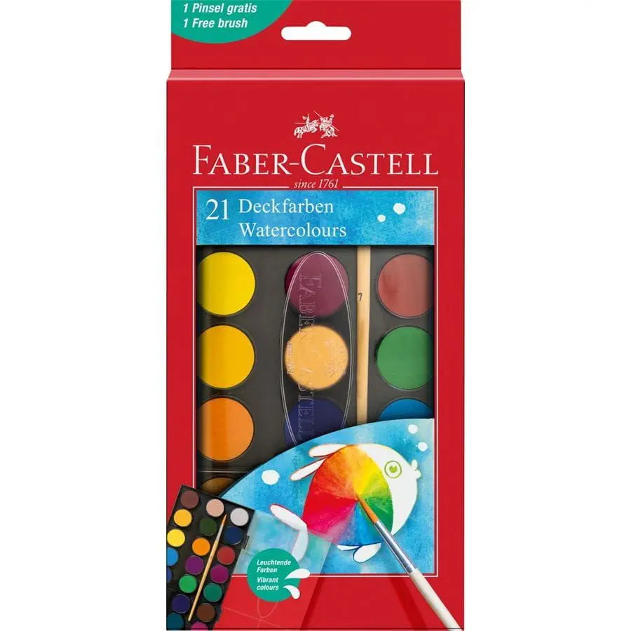 Faber-Castell Watercolour paint box 21 colours + 1 brush | The Dyslexia Shop