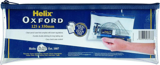 Helix Oxford 13-Inch Clear Pencil Case – Durable Exam-Approved Stationery Holder | The Dyslexia Shop