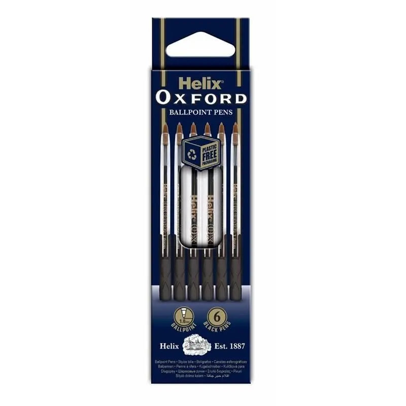 Helix Oxford Ballpoint Pens – Pack of 6 (Black Ink) | The Dyslexia Shop