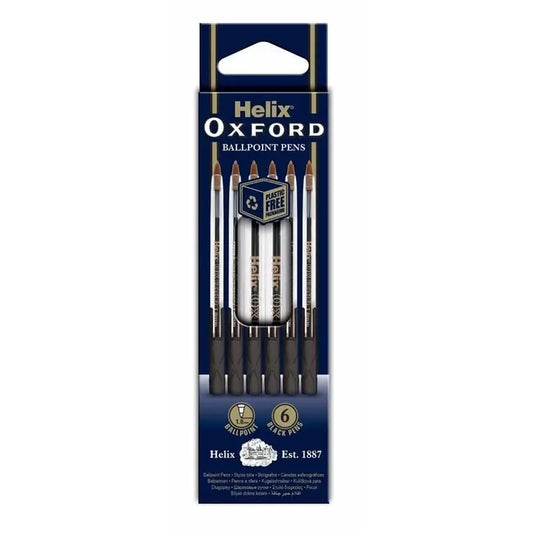 Helix Oxford Ballpoint Pens – Pack of 6 (Black Ink) | The Dyslexia Shop