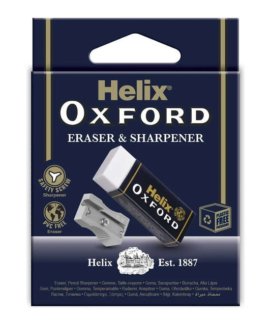 Helix Oxford Eraser & Sharpener Set – Large Eraser with Single-Hole Sharpener | The Dyslexia Shop