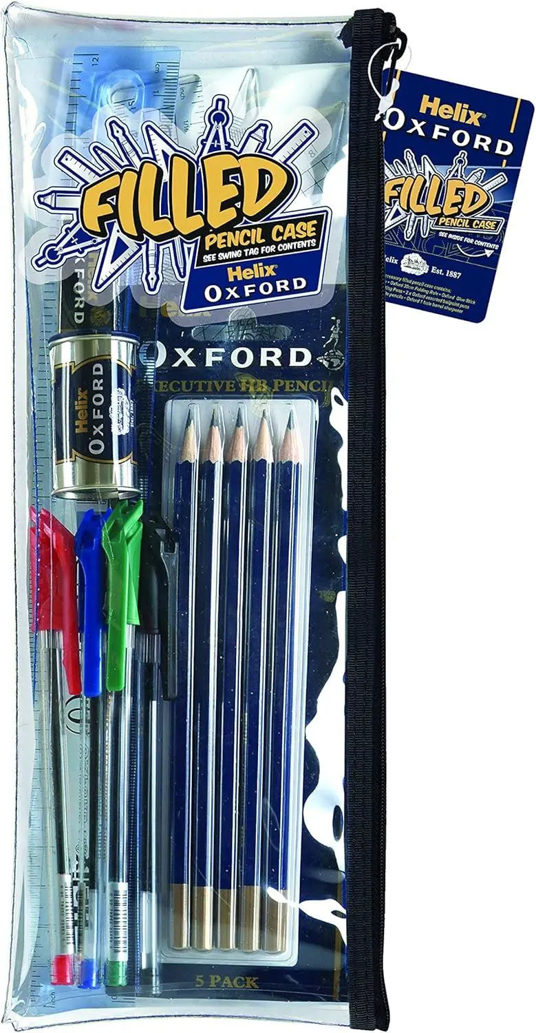 Helix Oxford Filled Pencil Case – 18-Piece Exam-Ready Stationery Set | The Dyslexia Shop