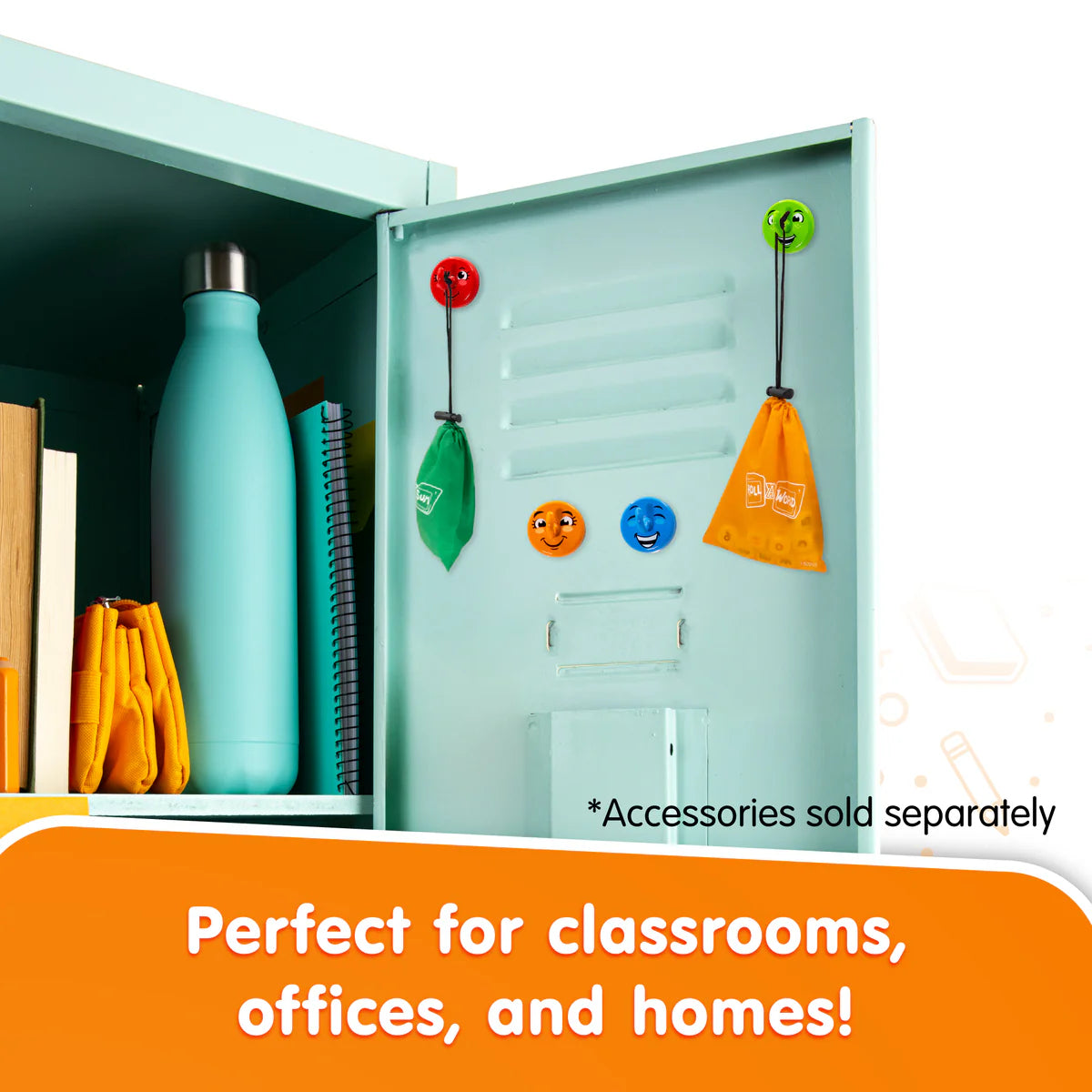 Happy Hooks – Super-Strong Magnetic Hooks for Classroom & Home (Set of 4)