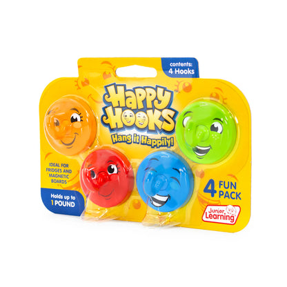 Happy Hooks – Super-Strong Magnetic Hooks for Classroom & Home (Set of 4)