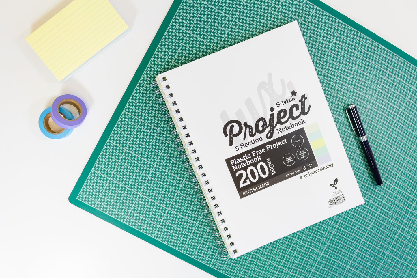 Silvine A4+ Tinted Paper Project Book – 200 Pages – 5 Tinted Sections