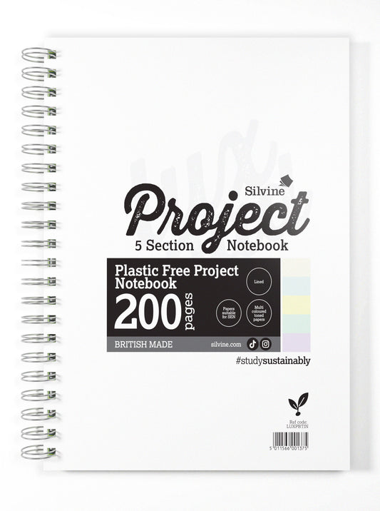 Silvine A4+ Tinted Paper Project Book – 200 Pages – 5 Tinted Sections