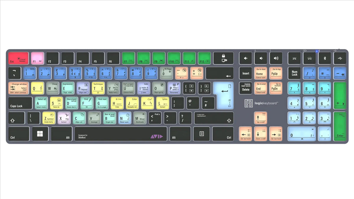Avid Computer Keybopard Logickeyboard Avid Sibelius TITAN PC UK Keyboard - The Dyslexia Shop