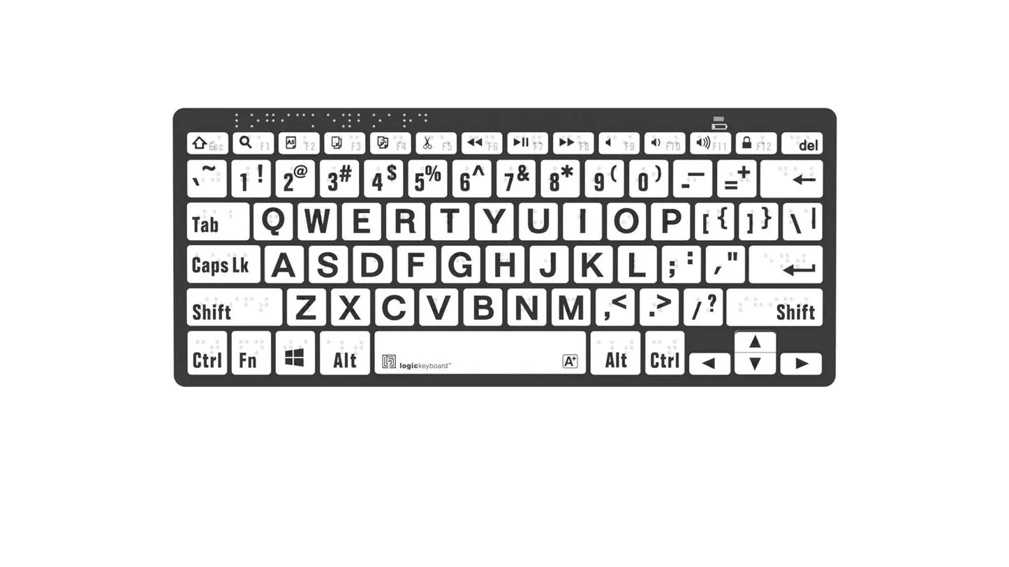 Logickeyboard Braille and Large Print Mini Bluetooth Keyboard for Windows PC | The Dyslexia Shop