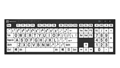 Logickeyboard Braille and Large Print NERO Slimline Keyboard for Windows PC | The Dyslexia Shop