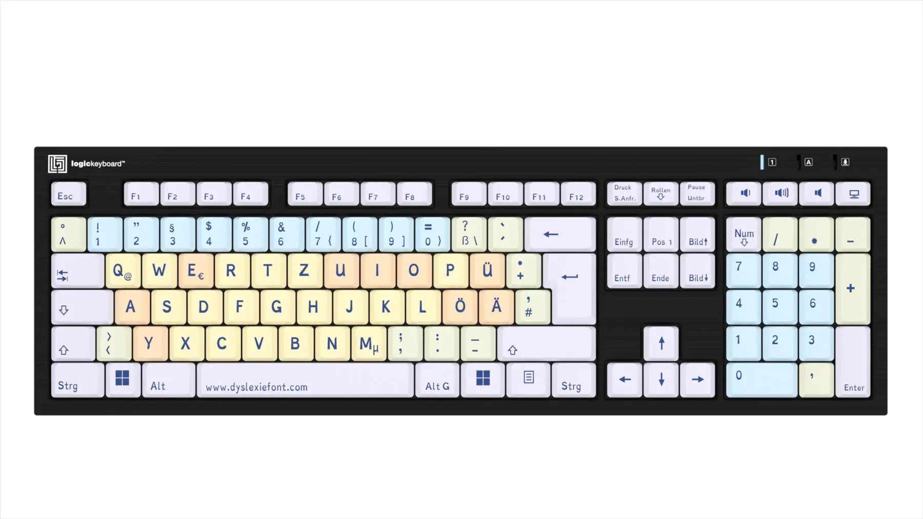 Logickeyboard Dyslexie keyboard NERO PC UK | The Dyslexia Shop