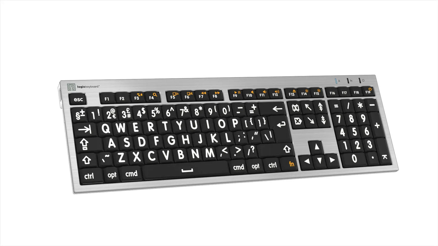 Logickeyboard Large Print ALBA MAC White on Black UK Keyboard | The Dyslexia Shop