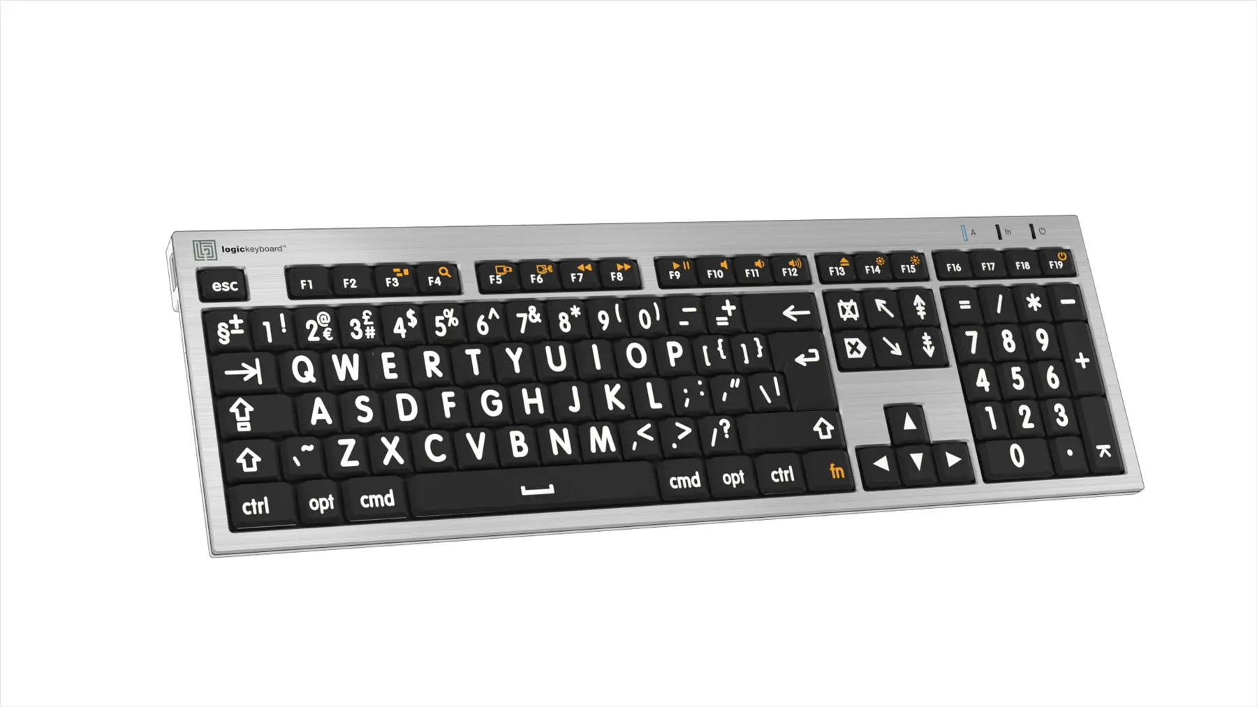 Logickeyboard Large Print ALBA MAC White on Black UK Keyboard | The Dyslexia Shop