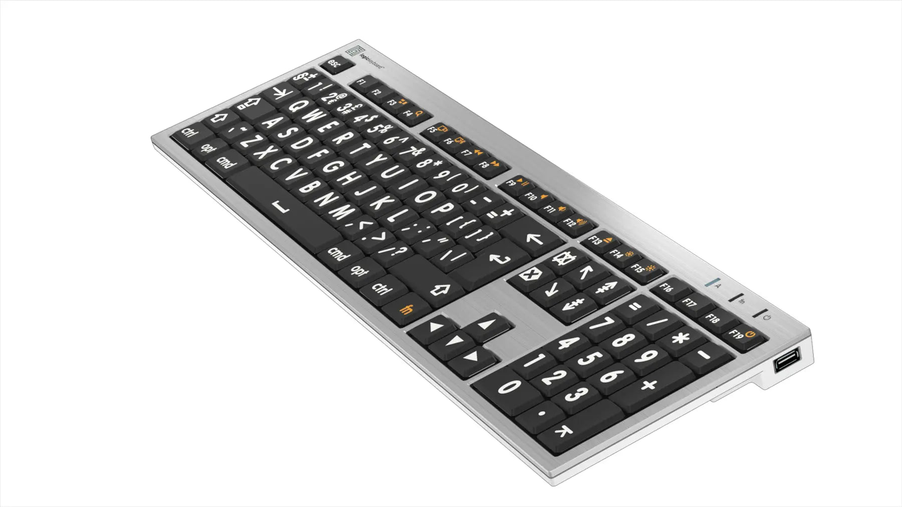 Logickeyboard Large Print ALBA MAC White on Black UK Keyboard | The Dyslexia Shop