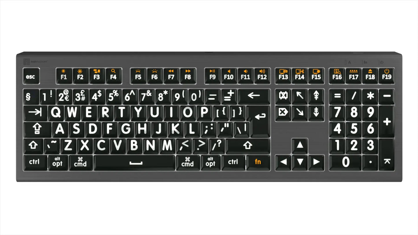 Logickeyboard XLPrint ASTRA2 MAC White on Black UK Keyboard | The Dyslexia Shop